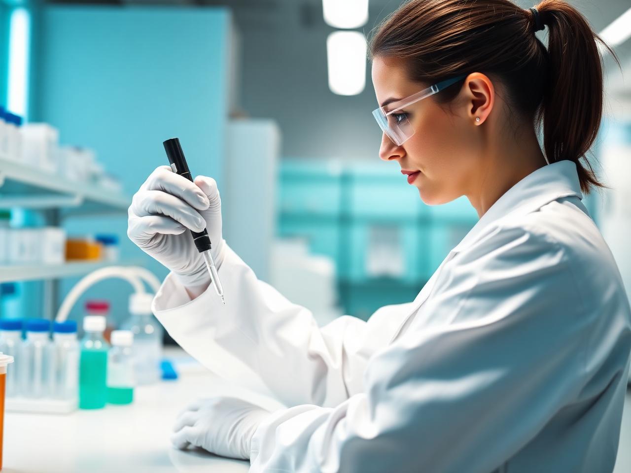 Analyst performing quality control testing at Med 232